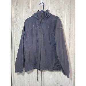 Columbia Full Zip Hooded Windbreaker Jacket Women's Xl Blue Gray